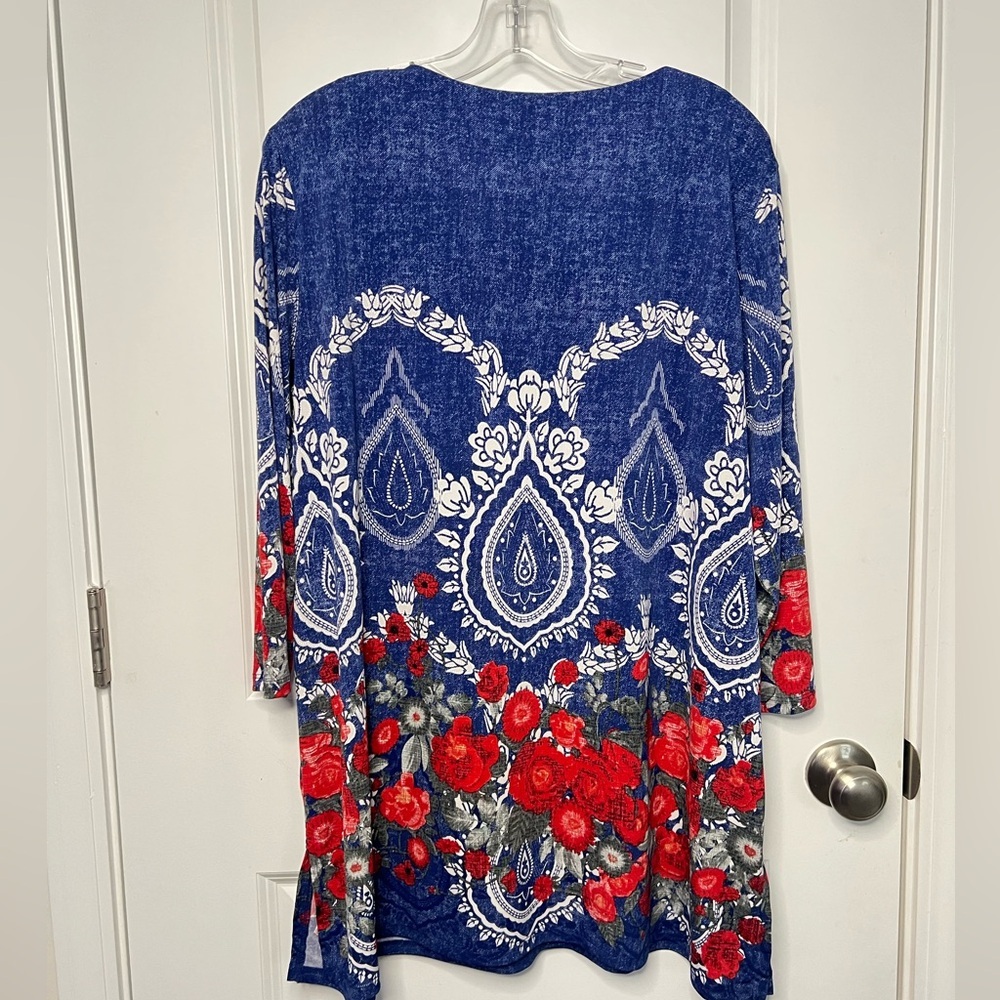 Ali Miles Women’s Floral Print Tunic Sz.L Career Casual Office wear - Picture 5 of 11